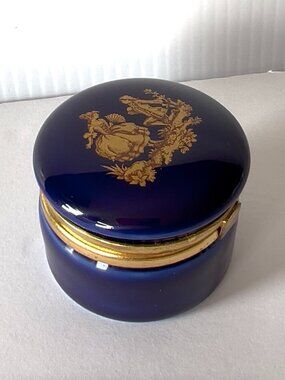 Cobalt LIMOGES FRANCE Trinket Box